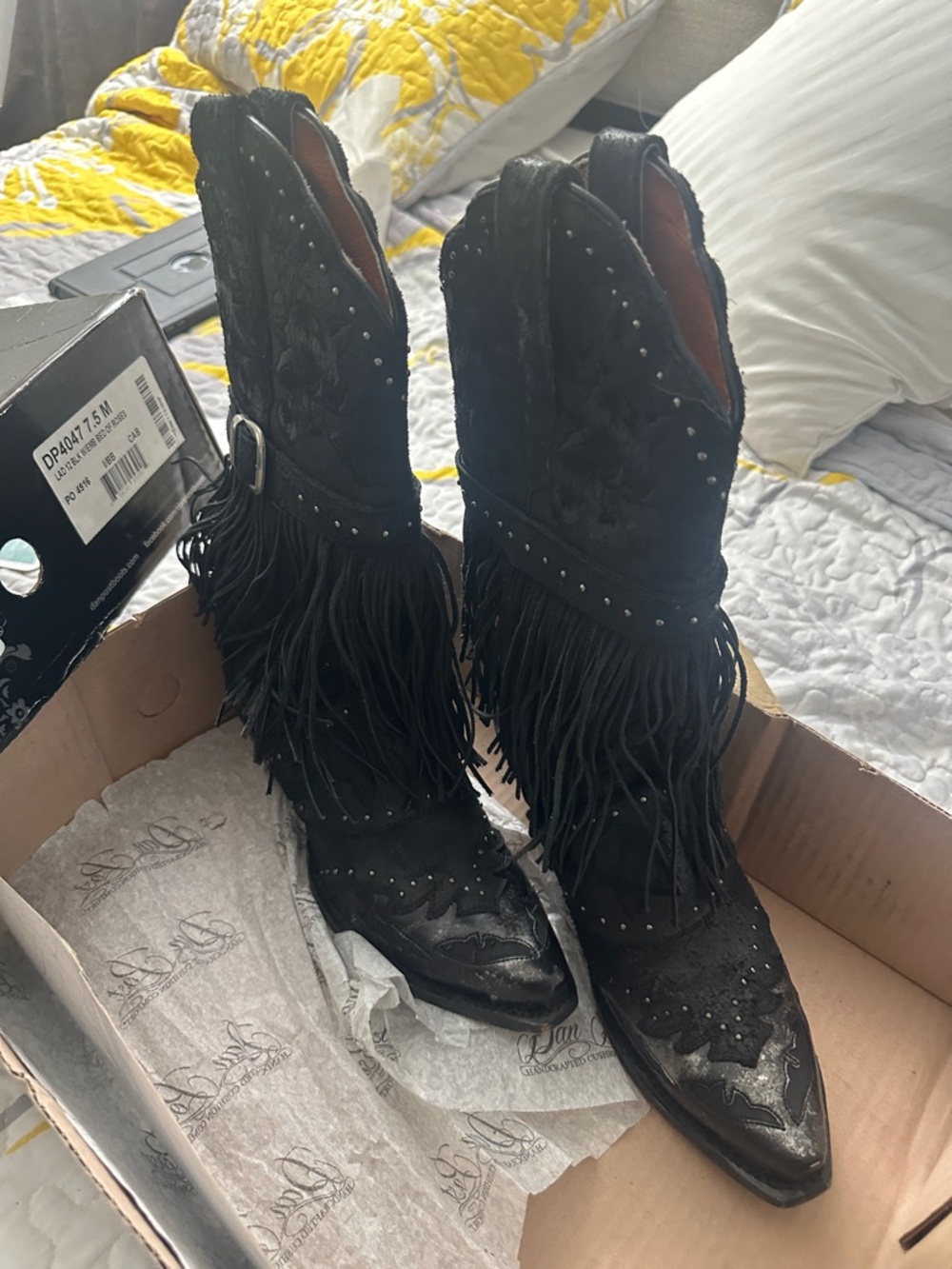 Dan Post Black Fringe Western Boots for Women - Stylish Cowboy Boot